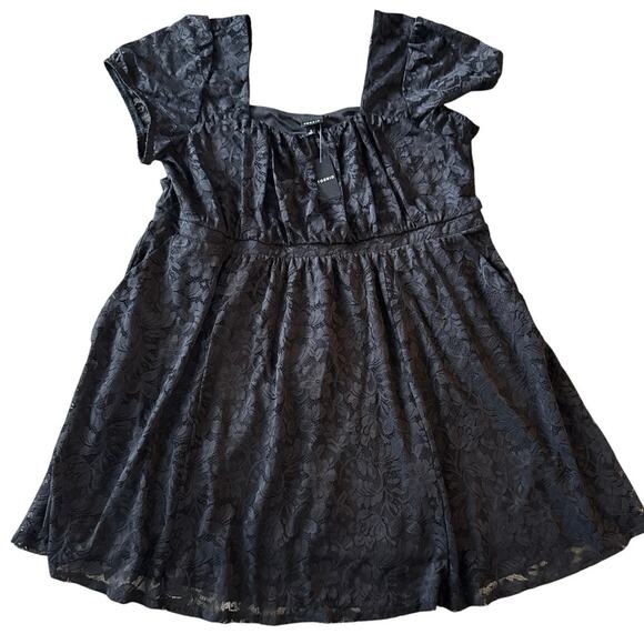 NEW Torrid Black Lace Babydoll Dress Size 3X Knee Length Whimsigoth Puff Sleeve - Picture 5 of 12